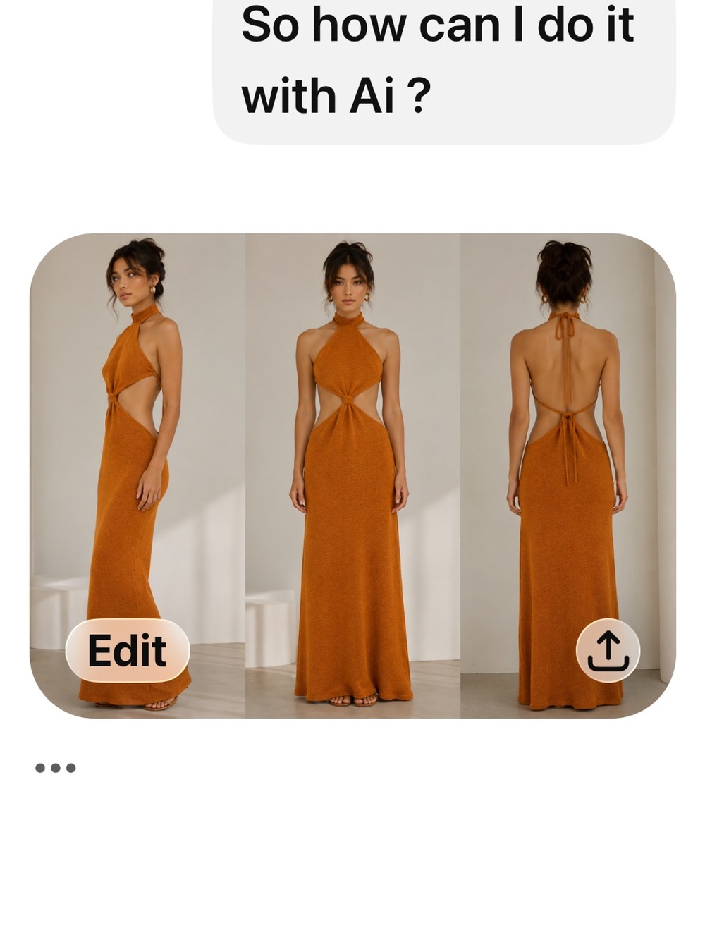 cult gaia Rust Brown Halter Cutout Midi Dress - Picture 7 of 7